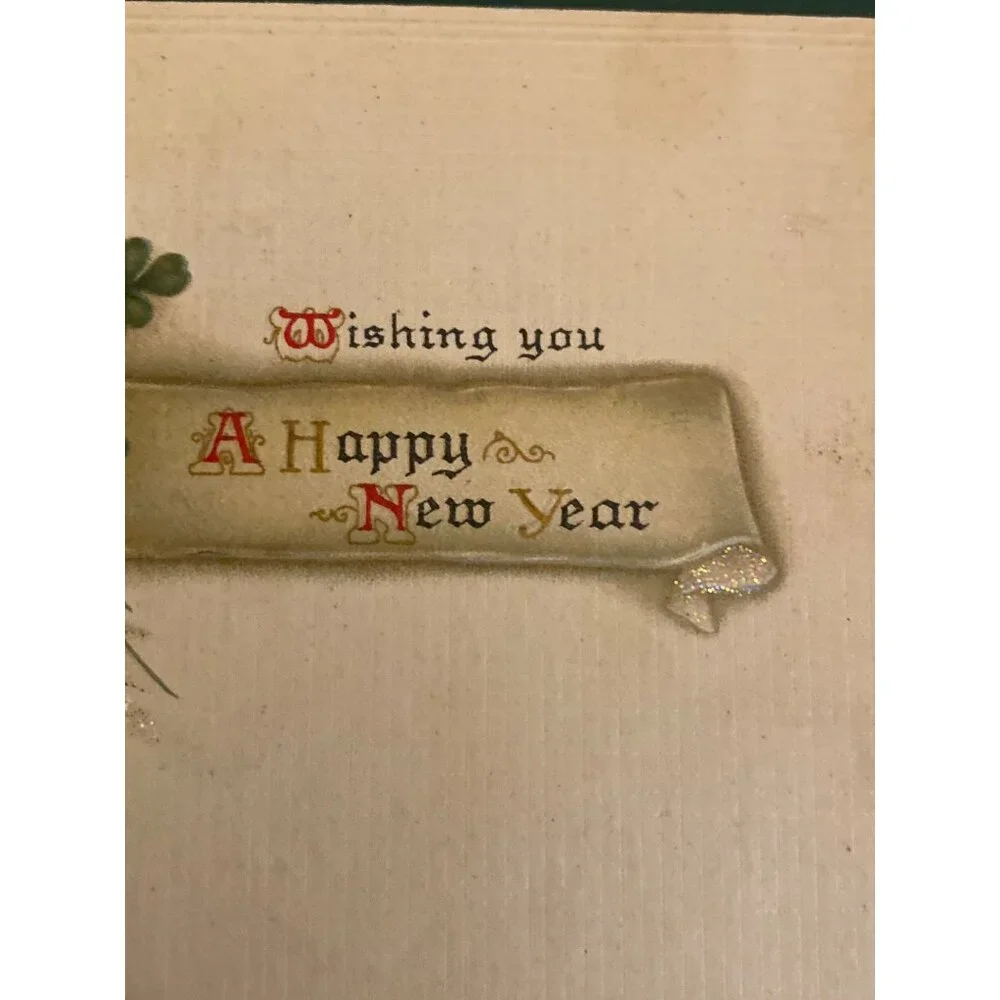 Vintage Merry Christmas Happy New Year‎ Faux Book Box Green Gold Sparkle
